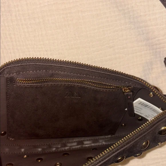 ZARA Studded Brown Shoulder Bag - Picture 5 of 5